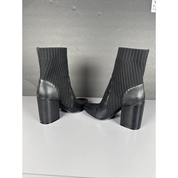 Vince‎ Camuto DIANDRA Black Leather Sock Bootie Chunky Heel Pull On Boot Sz 7 M - Picture 8 of 12